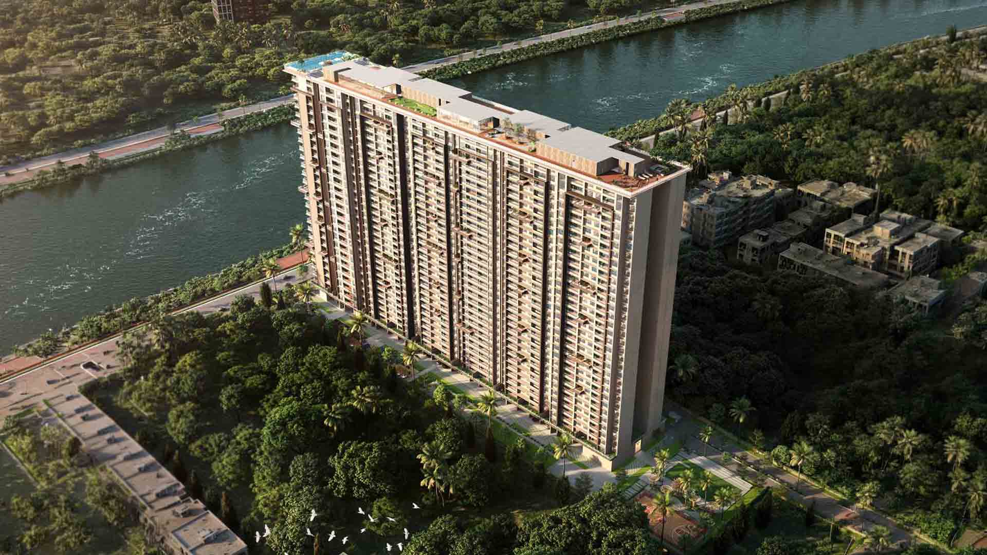 Global Riverfront in Koregaon Park Annexe, Pune offering 2 BHK, 3 BHK, 3.5 BHK Duplex configurations, status: Available - View 2: luxurious residential entrance, grand lobby and premium common area layout