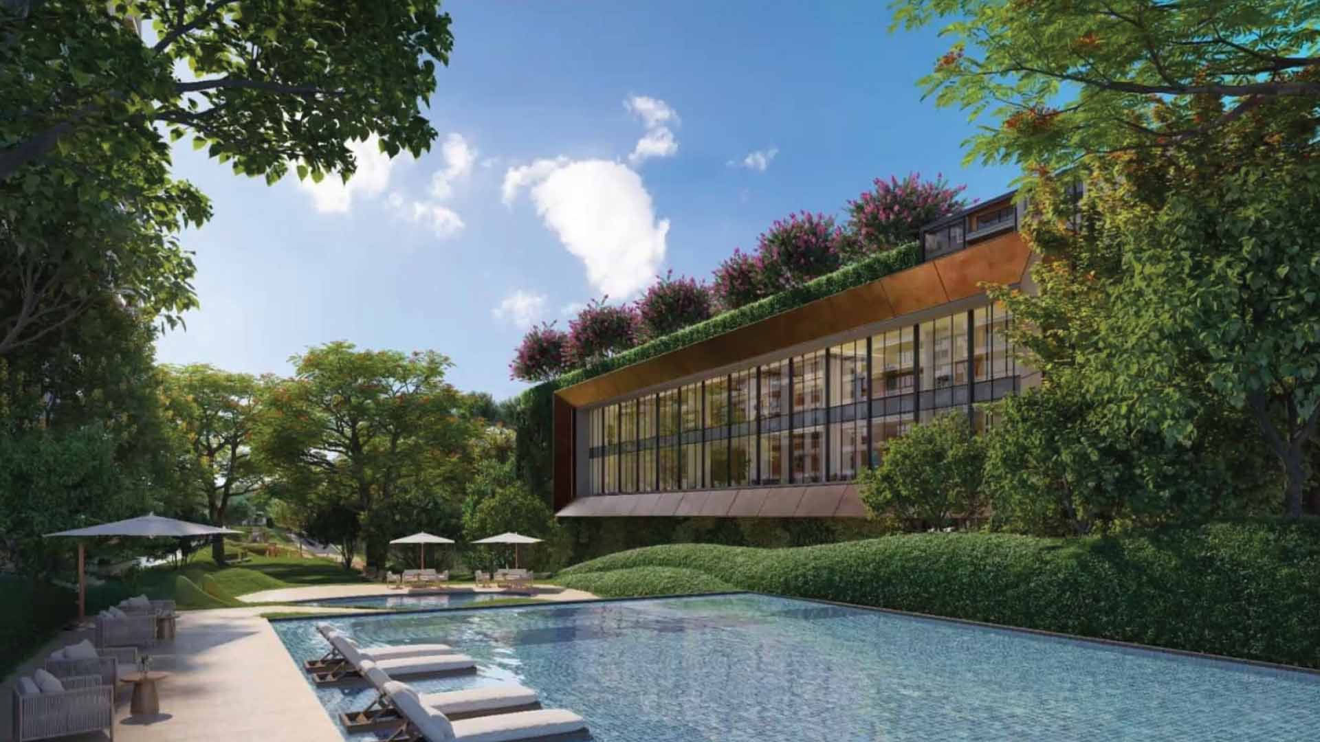 Lodha Camelot in Kharadi Annexe, Pune offering 3 BHK, 3.5 BHK, 4.5 BHK, 4.5 BHK Garden, 4.5 BHK Penthouse configurations, status: Available - View 2: luxurious residential entrance, grand lobby and premium common area layout