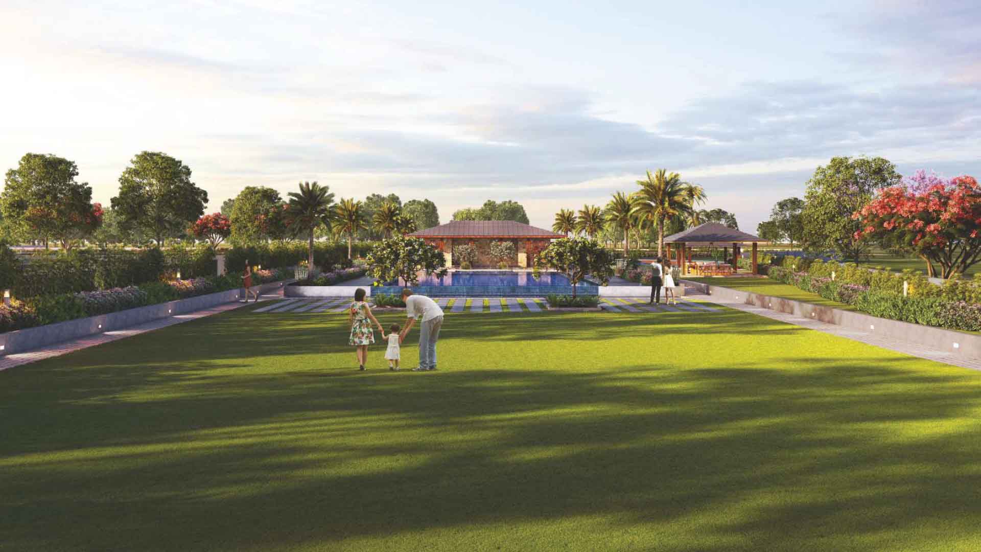 Amar Prakriti in Khadakwasla, Pune offering Bungalow Plot configurations, status: Available - View 7: luxurious residential entrance, grand lobby and premium common area layout