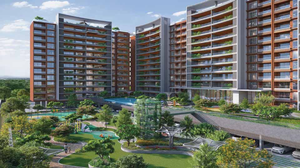 Pristine Kyra in Viman Nagar, Pune offering 3 BHK, 3.5 BHK, 4.5 BHK configurations, status: Available - View 2: luxurious residential entrance, grand lobby and premium common area layout