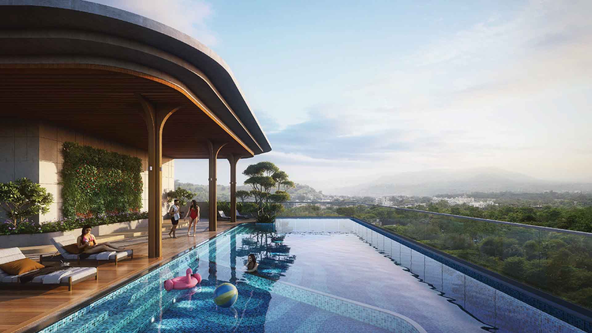 Mayfair River Residences By Burgundy in Mundhwa, Pune offering 3 BHK, 3.5 BHK, 4 BHK, 4.5 BHK configurations, status: Available - View 2: luxurious residential entrance, grand lobby and premium common area layout