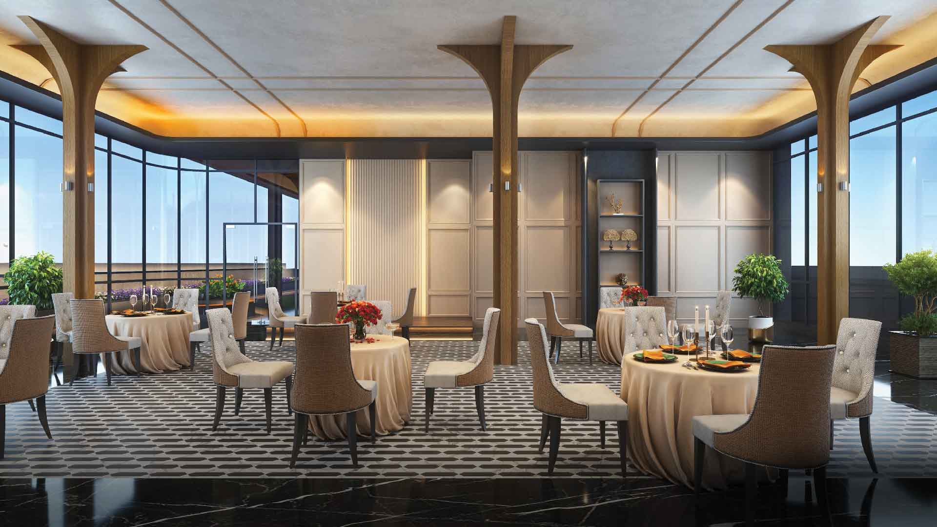 Mayfair River Residences By Burgundy in Mundhwa, Pune offering 3 BHK, 3.5 BHK, 4 BHK, 4.5 BHK configurations, status: Available - View 4: spacious interior living spaces, natural lighting and high-quality premium finishing