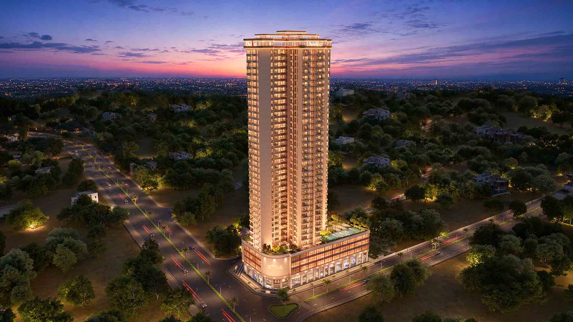 Duville Avira in Mundhwa, Pune offering 3 BHK, 4.5 BHK configurations, status: Available - View 2: luxurious residential entrance, grand lobby and premium common area layout
