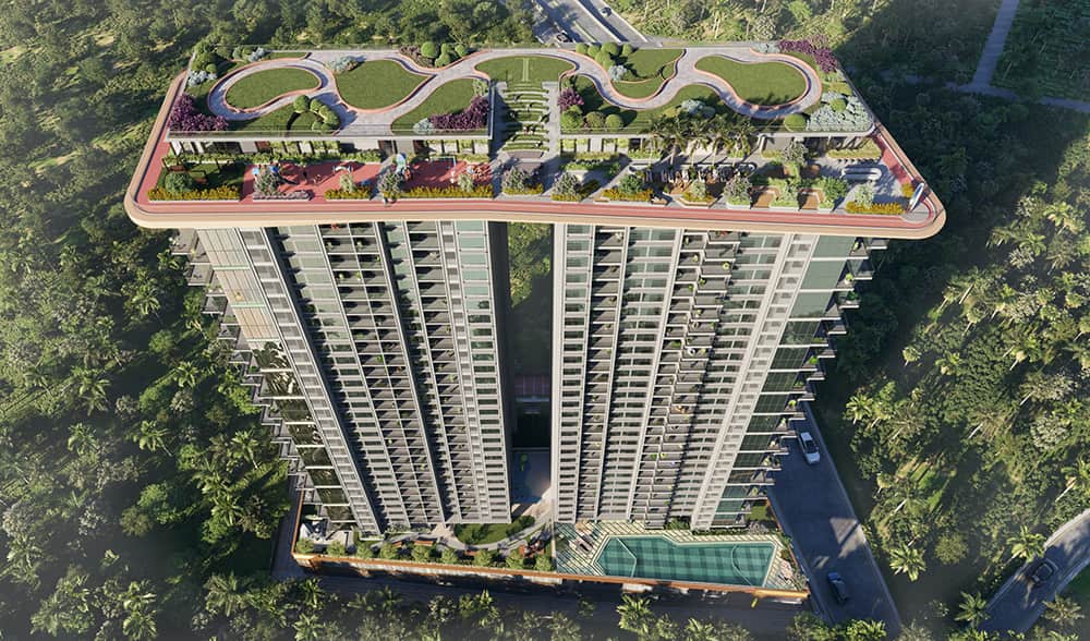 The Everett in Lulla Nagar, Pune offering 3.5 BHK, 4.5 BHK, 5 BHK configurations, status: 3W Exclusive - View 2: luxurious residential entrance, grand lobby and premium common area layout