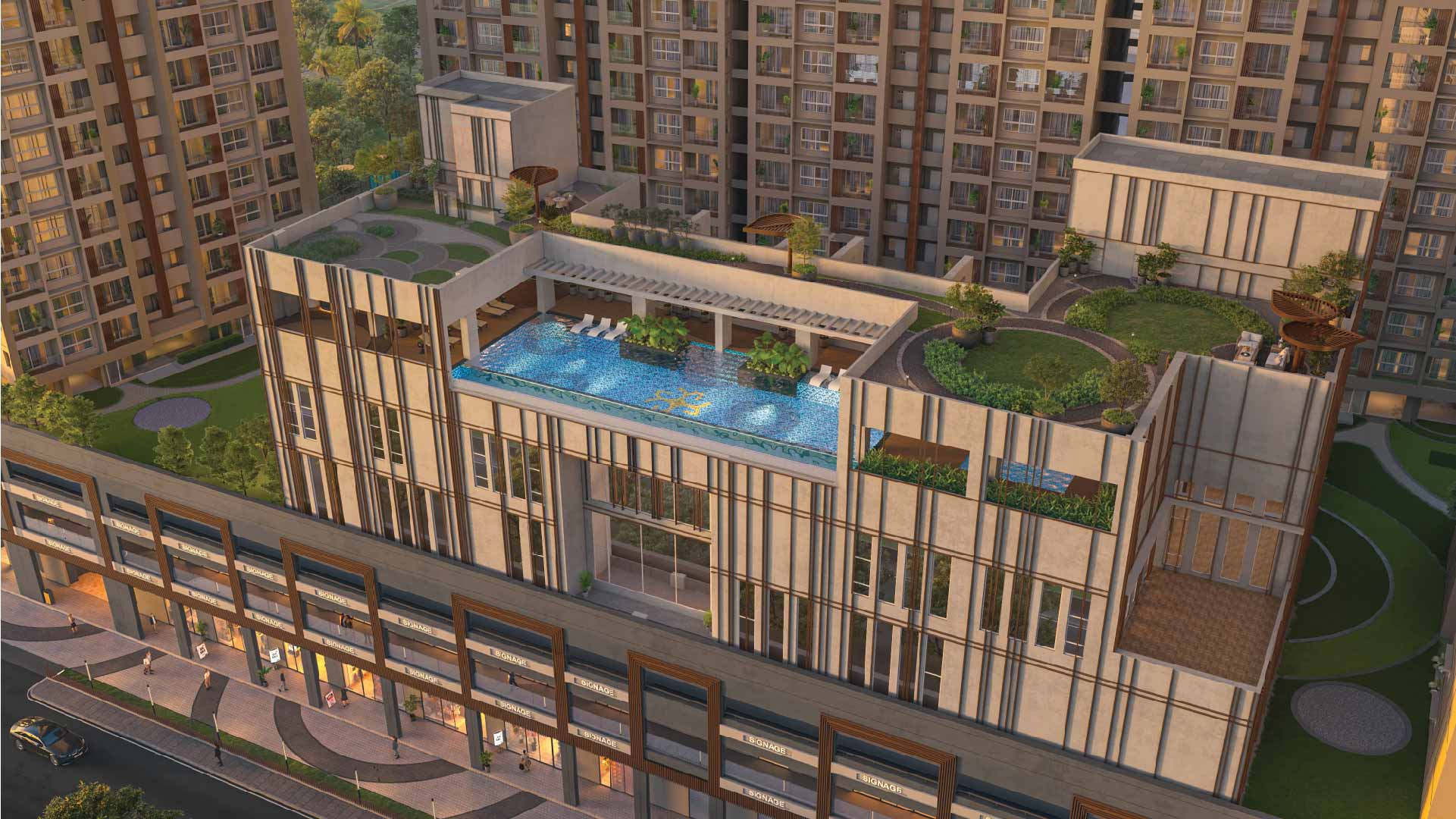 Godrej Elaris in Magarpatta, Pune offering 2 BHK, 3 BHK, 3.5 BHK, 4 BHK configurations, status: Available - View 2: luxurious residential entrance, grand lobby and premium common area layout