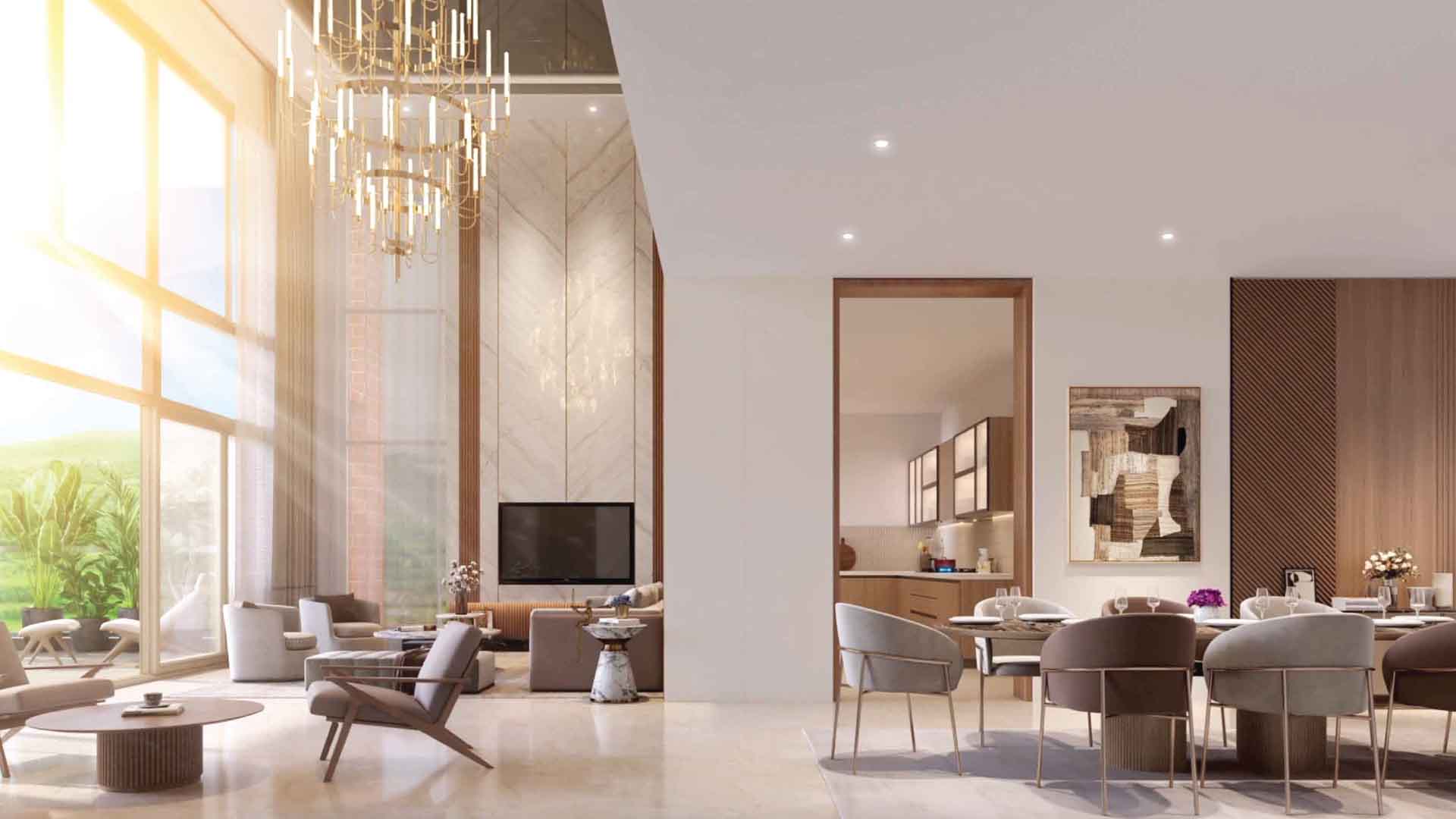 Golfland at Vanaha in Bavdhan, Pune offering 4.5 BHK Duplex, 4.5 BHK configurations, status: Available - View 6: showcase of premium building architecture, glass facade and modern exterior design