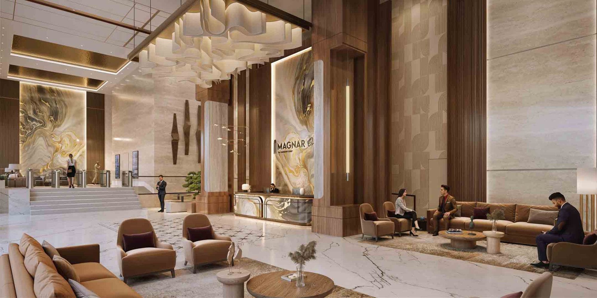 Magnar One in Mundhwa, Pune offering Office Space configurations, status: Available - View 2: luxurious residential entrance, grand lobby and premium common area layout