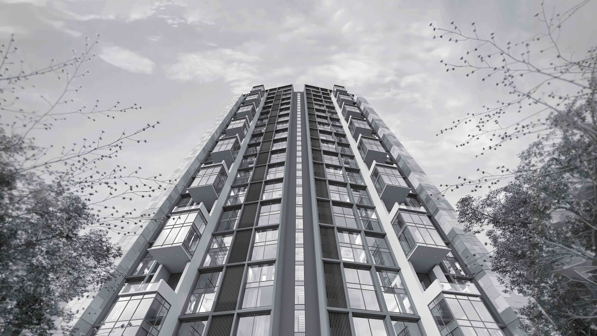 Arvaana in Balewadi, Pune offering 4 BHK, 4.5 BHK configurations, status: Available - View 1: showcase of premium building architecture, glass facade and modern exterior design