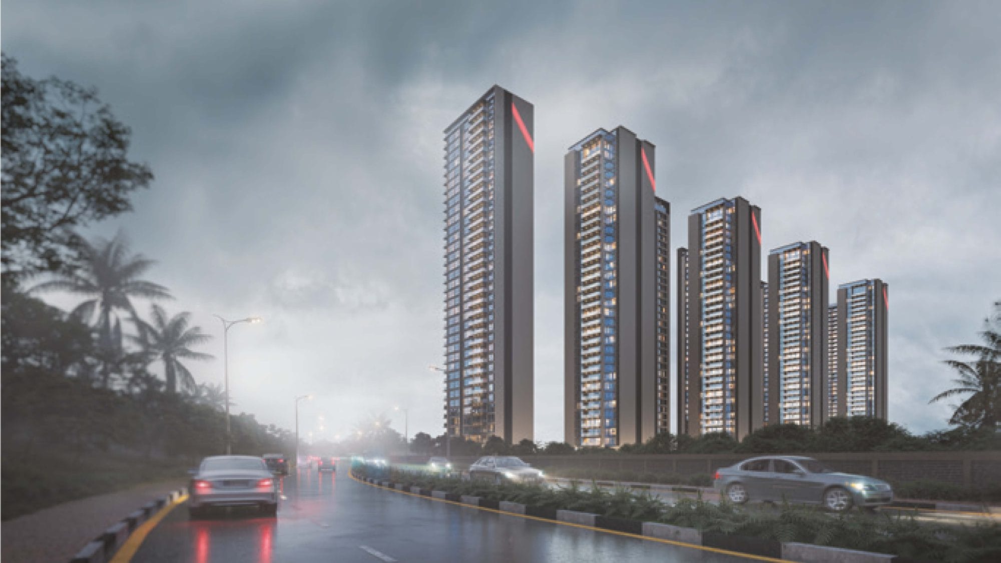 ANP Privado in Baner, Pune offering 3 BHK, 4 BHK configurations, status: Available - View 6: showcase of premium building architecture, glass facade and modern exterior design