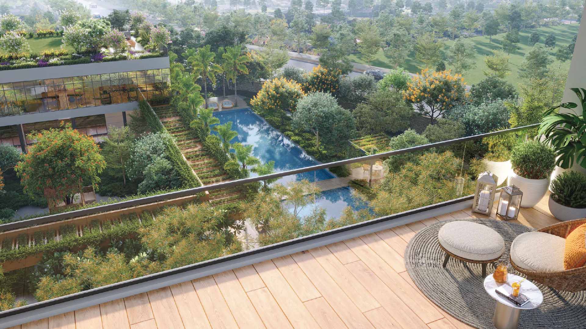Lodha Estilo in Kharadi Annexe, Pune offering 4.5 BHK, 4.5 BHK Garden, 4.5 BHK Penthouse configurations, status: Available - View 8: state-of-the-art amenities, swimming pool, club house and landscaped gardens