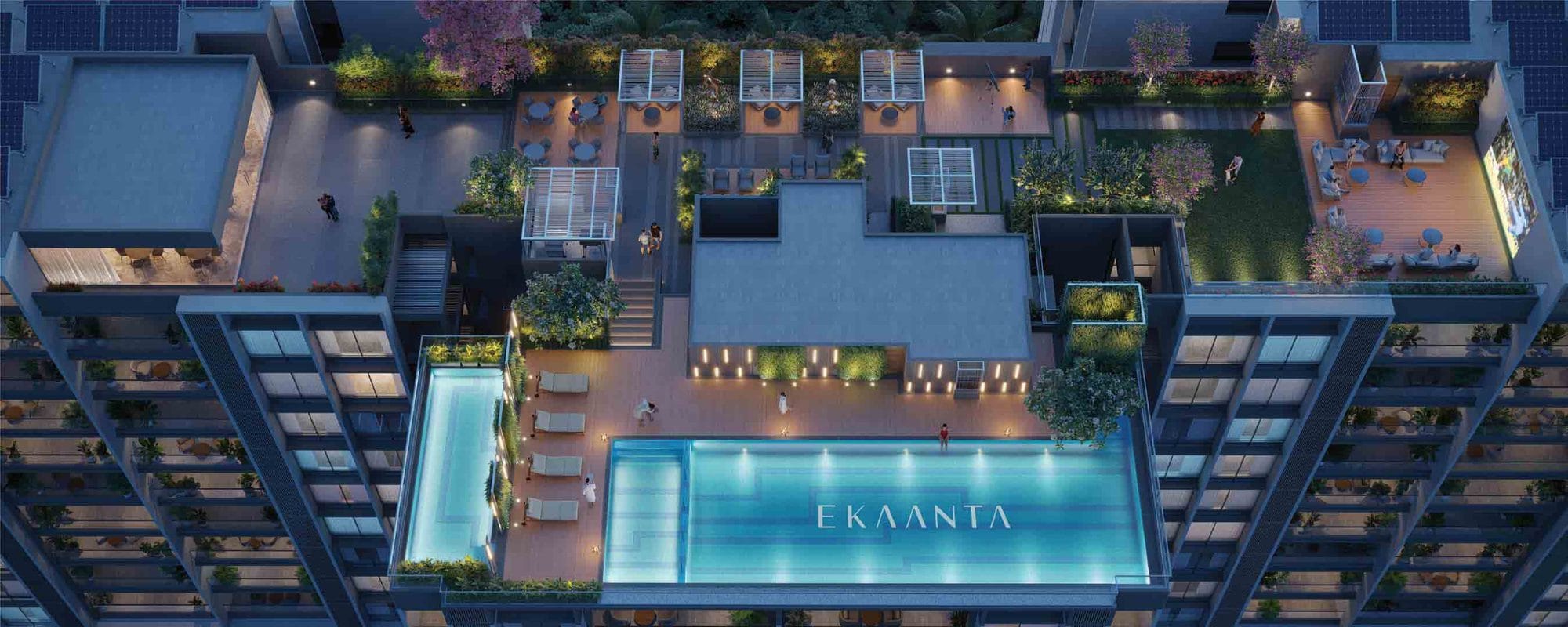 Prasun Ekaanta in Viman Nagar, Pune offering 3.5 BHK, 4.5 BHK configurations, status: Available - View 2: luxurious residential entrance, grand lobby and premium common area layout