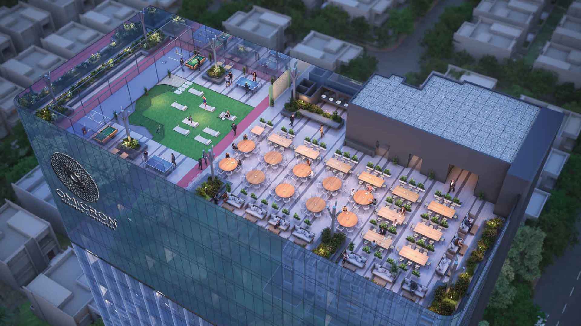 Omicron Business Landmarks in Kharadi Annexe, Pune offering Office Space configurations, status: Available - View 6: showcase of premium building architecture, glass facade and modern exterior design