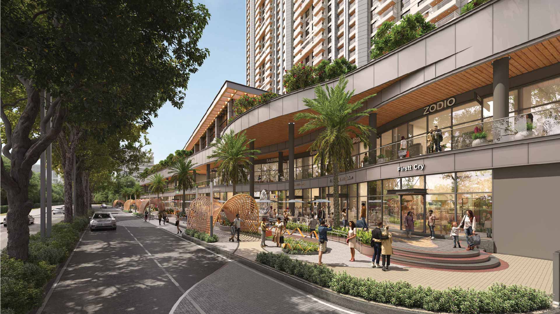Mantra One Residences by Burgundy in Magarpatta, Pune offering 3 BHK, 3.5 BHK, 4 BHK configurations, status: Available - View 2: luxurious residential entrance, grand lobby and premium common area layout