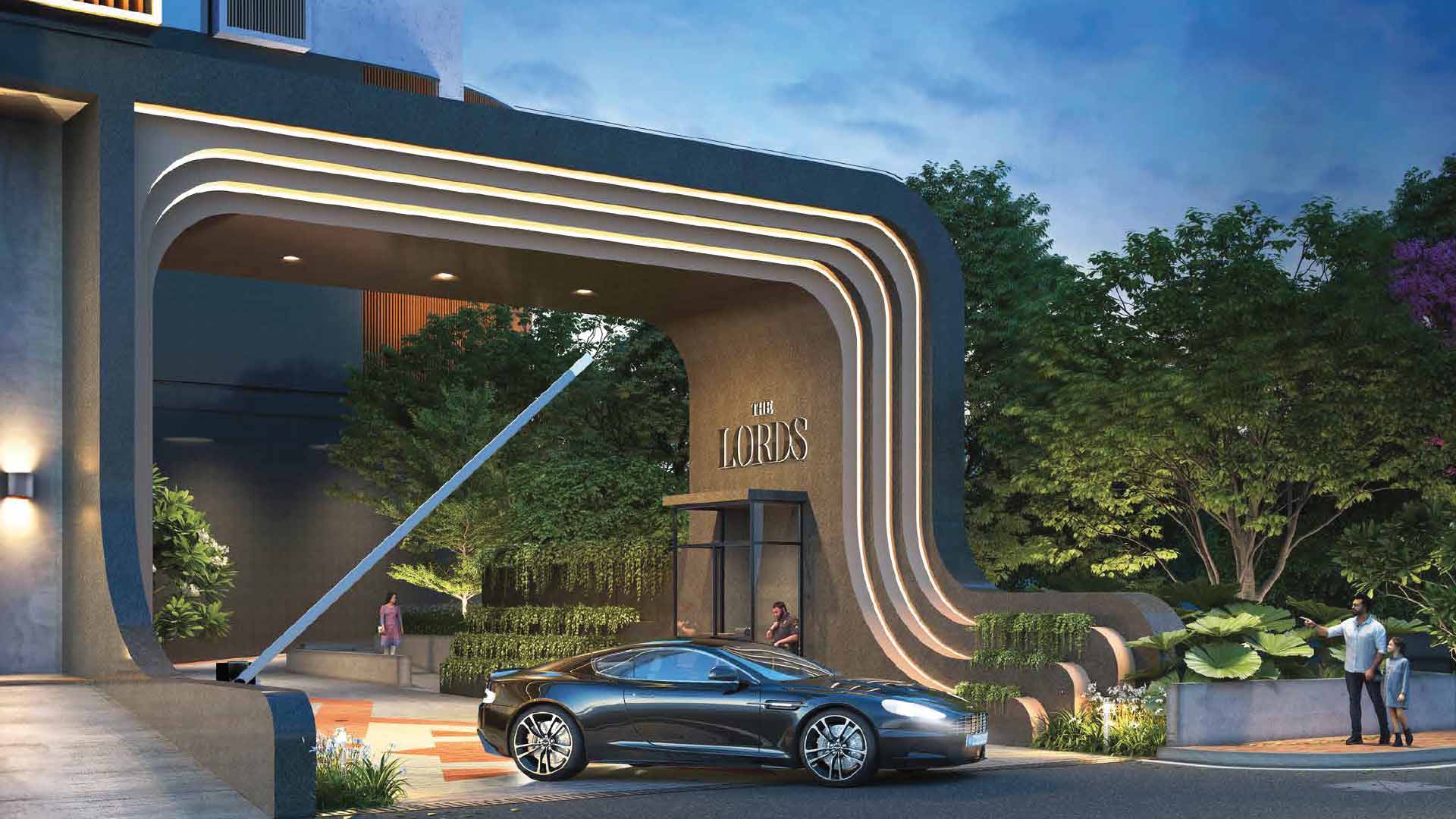 Pristine Lords in Baner Pashan Link Road, Pune offering 3 BHK, 4 BHK, 5.5 BHK Duplex configurations, status: Available - View 2: luxurious residential entrance, grand lobby and premium common area layout