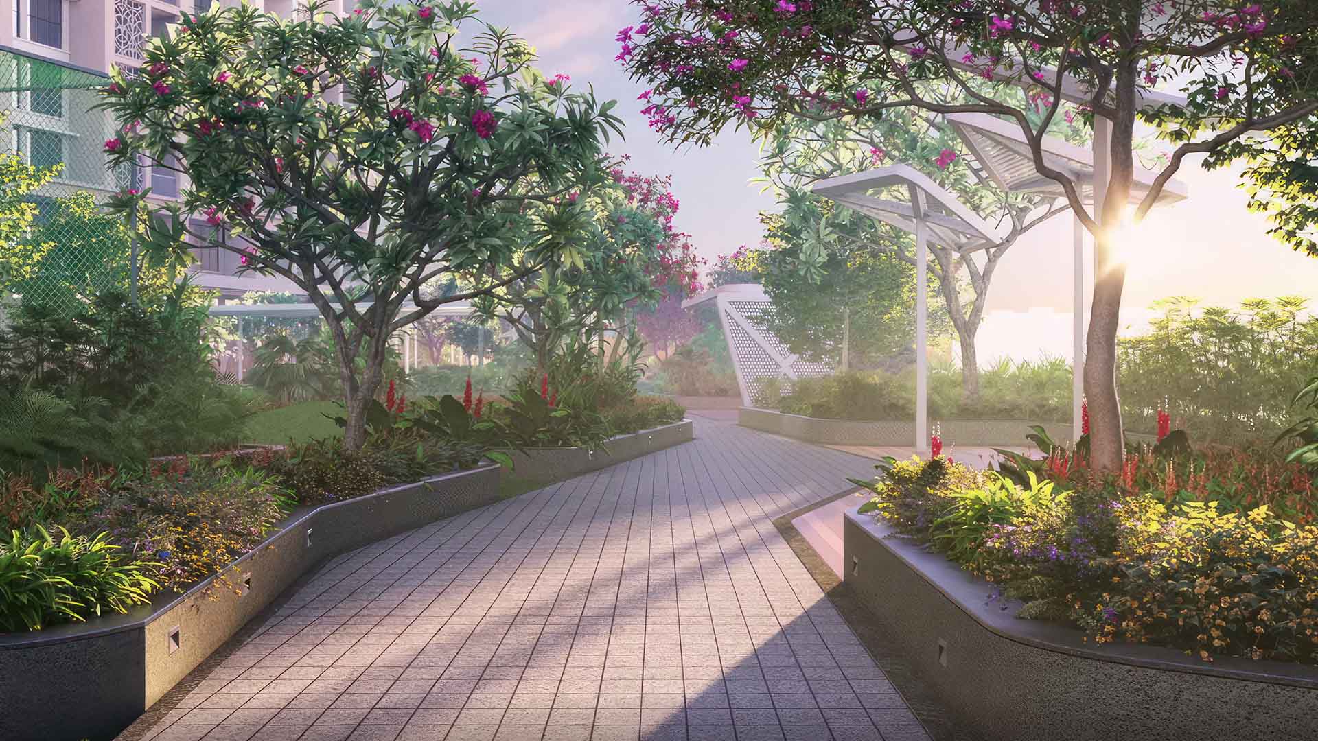 Raheja Galaxy in NIBM, Pune offering 3 BHK, 3.5 BHK, 4 BHK configurations, status: Available - View 7: luxurious residential entrance, grand lobby and premium common area layout