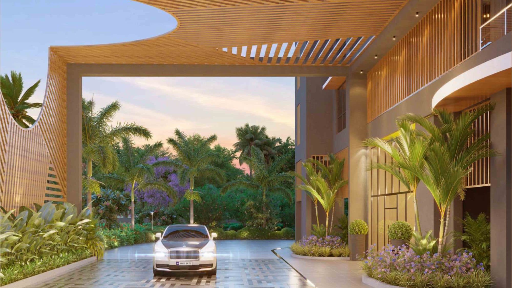 Codename Never Before in Kharadi Annexe, Pune offering 3.5 BHK Duplex, 4.5 BHK, 4.5 BHK Duplex configurations, status: Available - View 2: luxurious residential entrance, grand lobby and premium common area layout